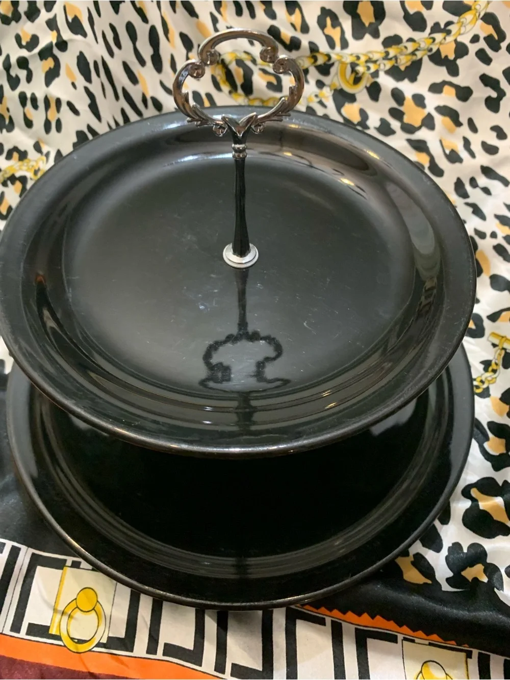 Black Two-Tier Serving Stand - Elegant Home Entertaining
